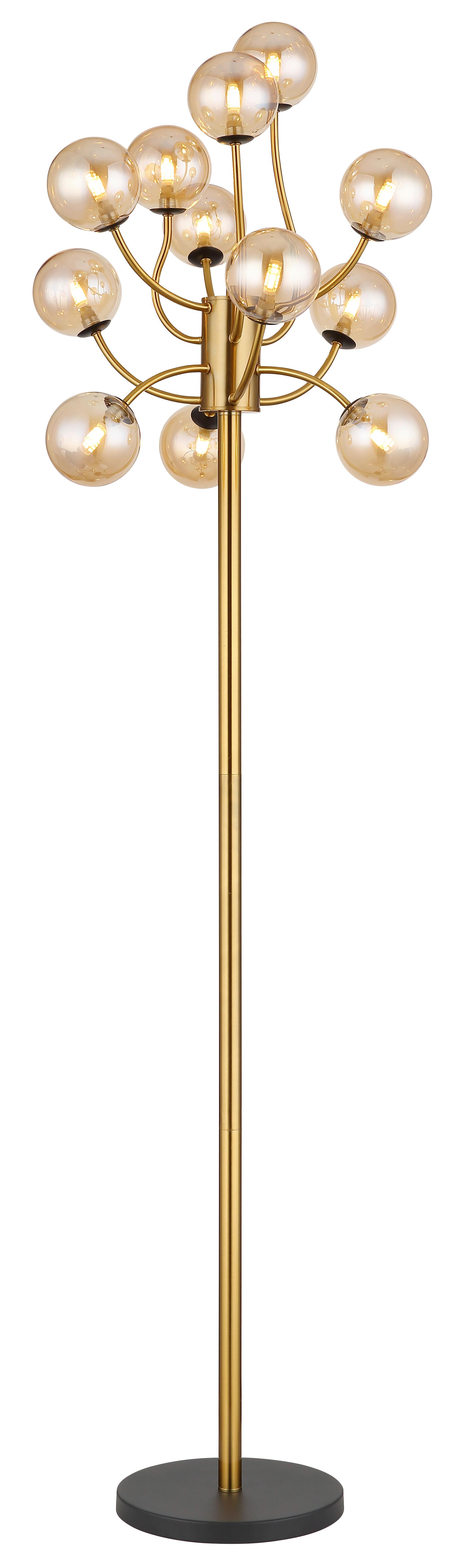 LED-STEHLEUCHTE 56135-12S - Messingfarben/Goldfarben, Design, Glas/Kunststoff (62/200cm) - Globo