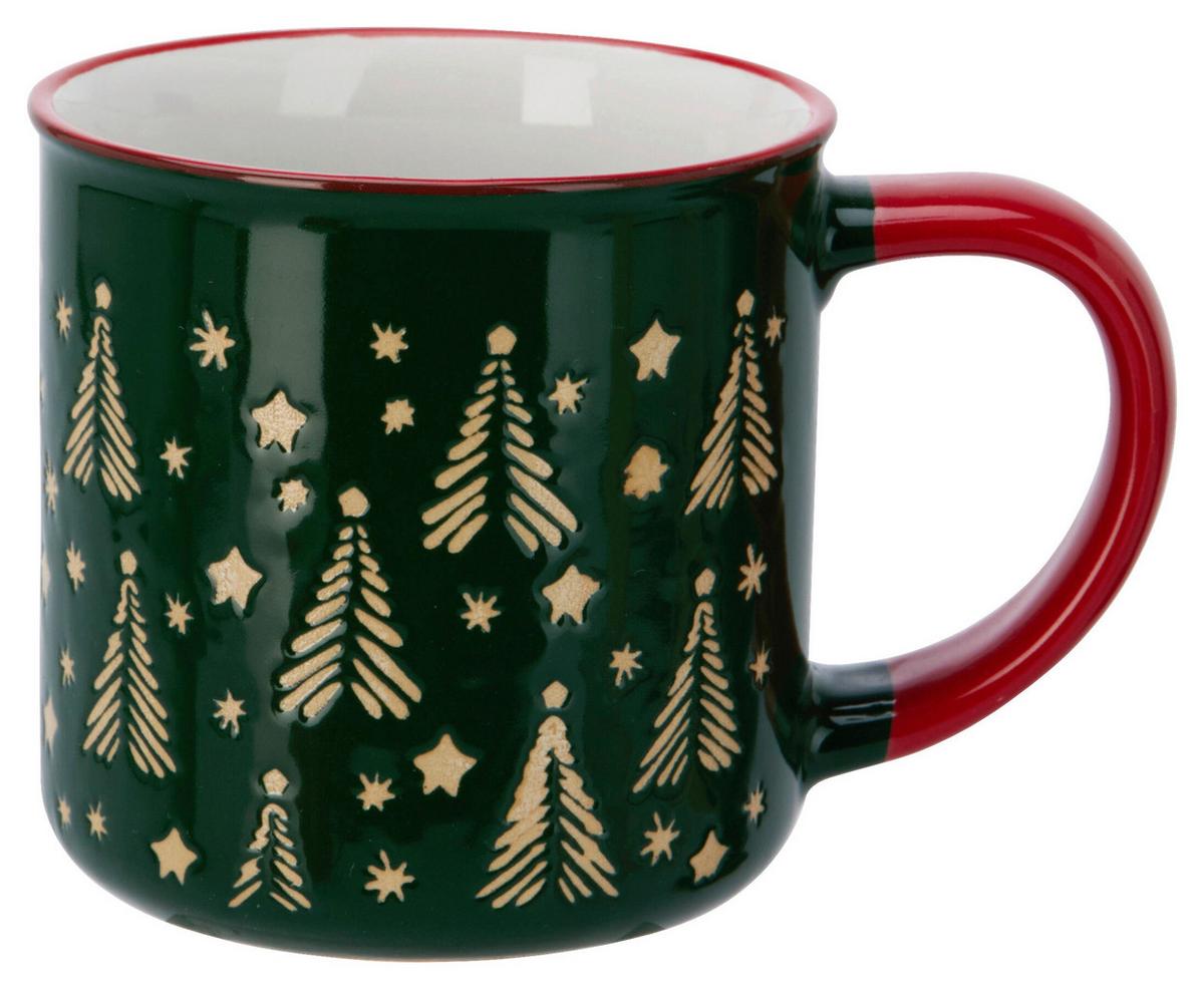 Tasse Christmas Grün/Rot/Weiß ca. 250ml - Rot/Weiß, KONVENTIONELL, Keramik (8/11cm) - Mömax