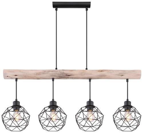 Hängeleuchte Theodor max. 60 Watt - Schwarz/Naturfarben, Natur, Holz/Metall (85/18cm) - Globo