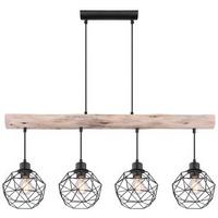 Hängeleuchte Theodor max. 60 Watt - Schwarz/Naturfarben, Natur, Holz/Metall (85/18cm) - Globo