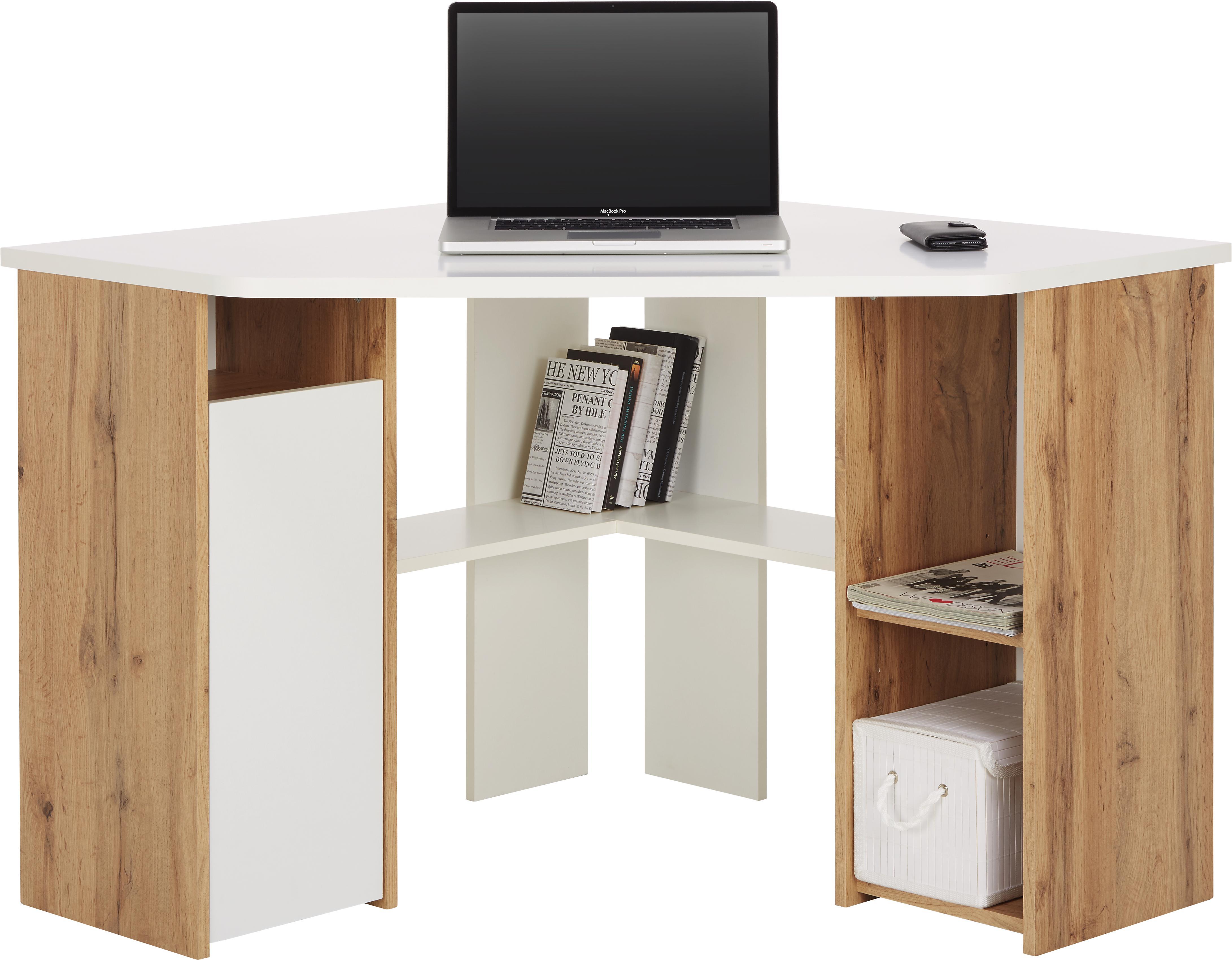 Eckschreibtisch in Weiß/Wotan - Holzwerkstoff (100/75/100cm) - Mömax modern living