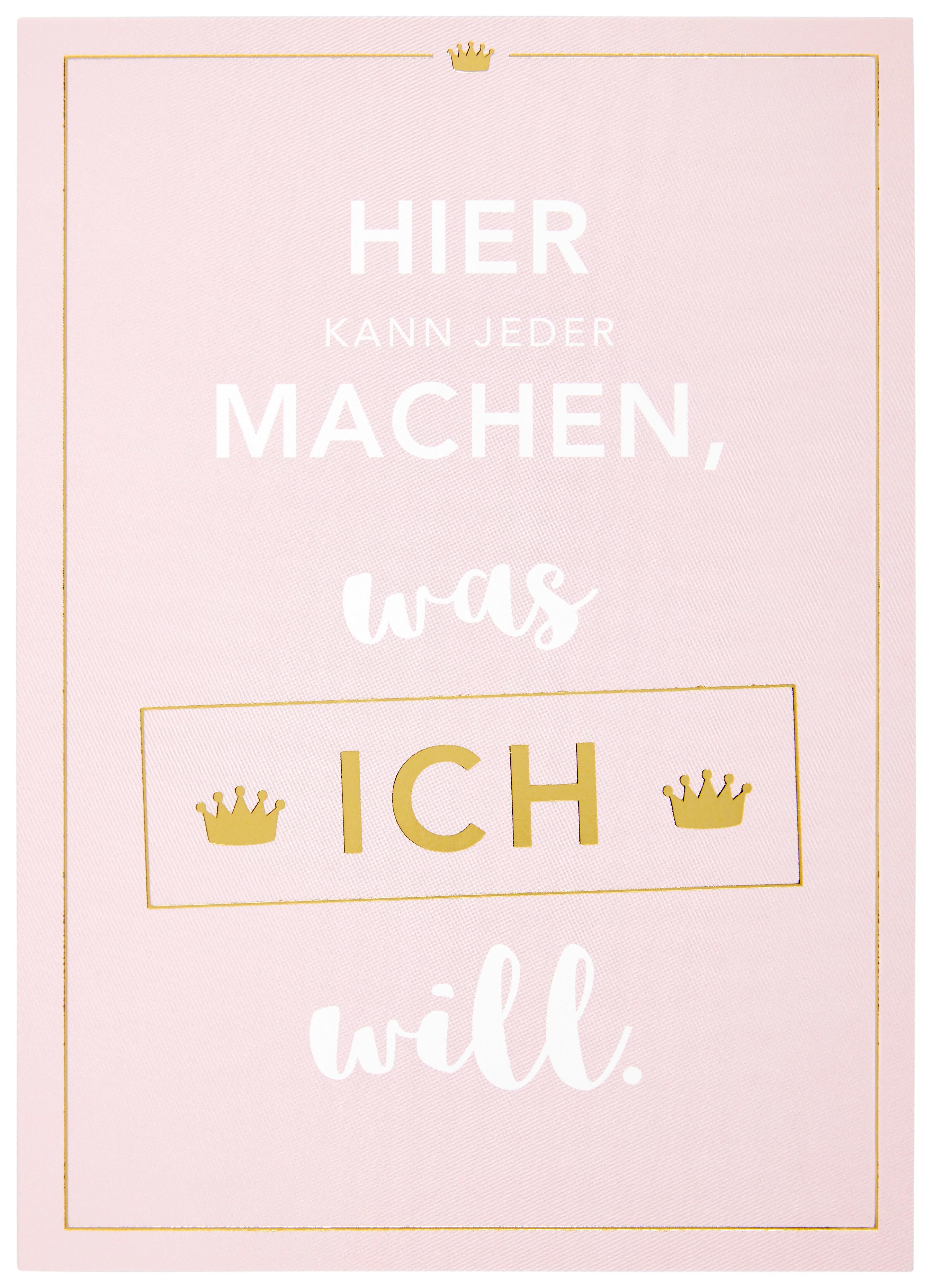 Postkarte Vollzeitprinzessin in Rosa - Goldfarben/Rosa, Papier (10,5/14,8cm) - Vollzeitprinzessin