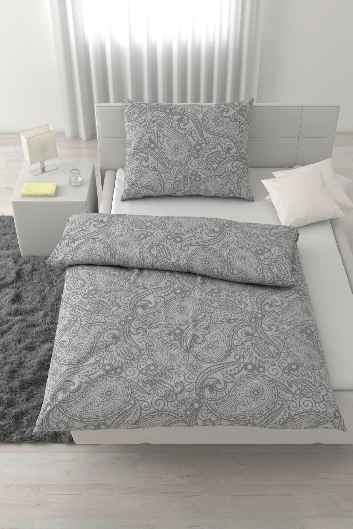 Ágyneműhuzat-garnitúra Paisley - szürke, textil (140/200cm) - Mömax