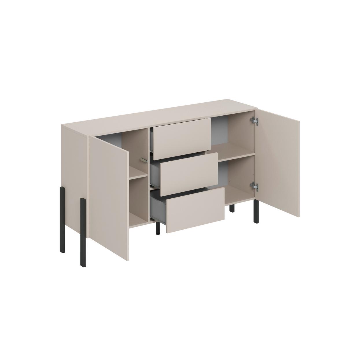 Komód Jukon - kasmírszínű, Modern, faalapú anyag (154/90/40cm)