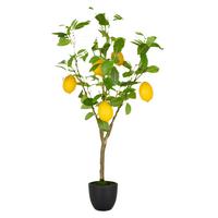 Kunstpflanze Zitronenbaum Gelb/Grün ca. 90cm - Gelb/Braun, Basics, Kunststoff (21/90/21cm)