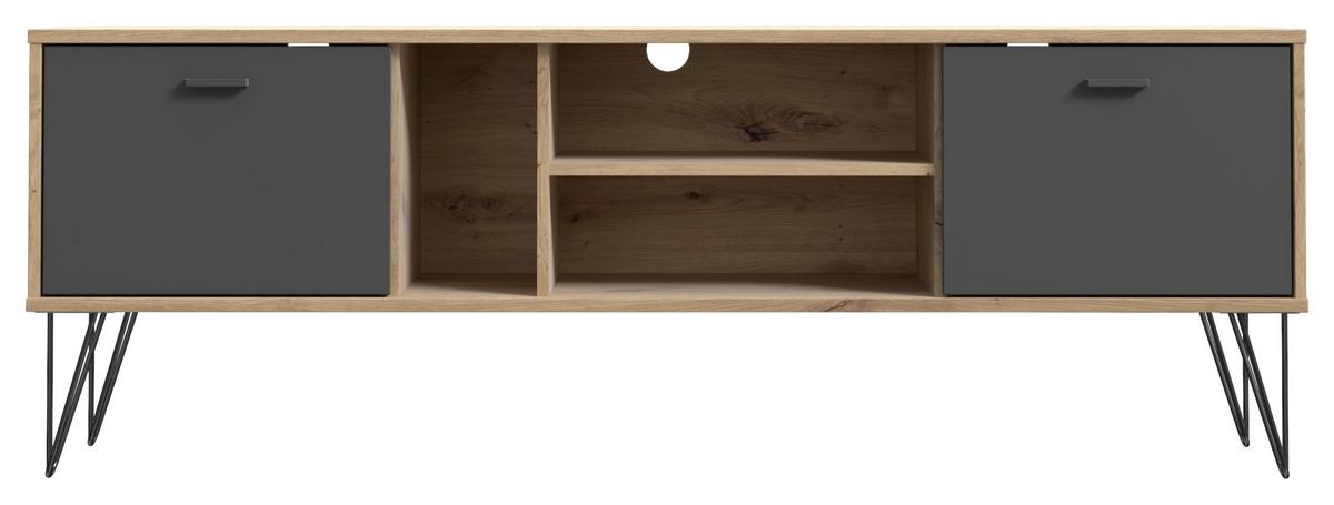 Nizka Omarica Neyle -Exklusiv-, Barva Hrasta, Črna - črna/hrast artisan, Moderno, kovina/leseni material (163,1/58/41,5cm) - Mömax