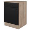 Küchenunterschrank Capri Schwarz/Eichefarben - Eichefarben/Schwarz, KONVENTIONELL, Holzwerkstoff/Metall (60/85/57cm) - FlexWell