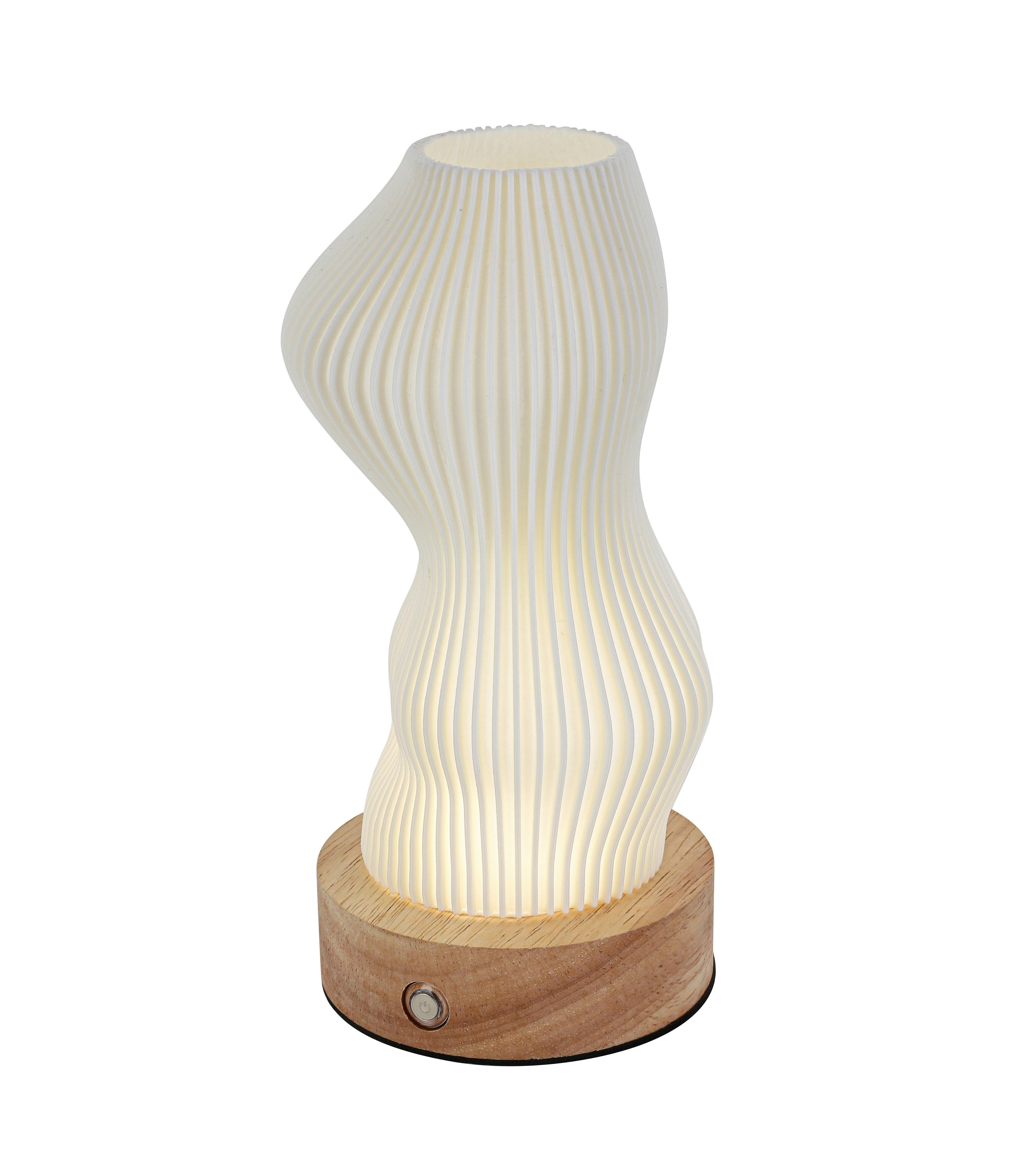 PORTABEL LAMPA GIRTL - vit/naturfärgad, Modern, metall/trä (14/21cm) - Mömax