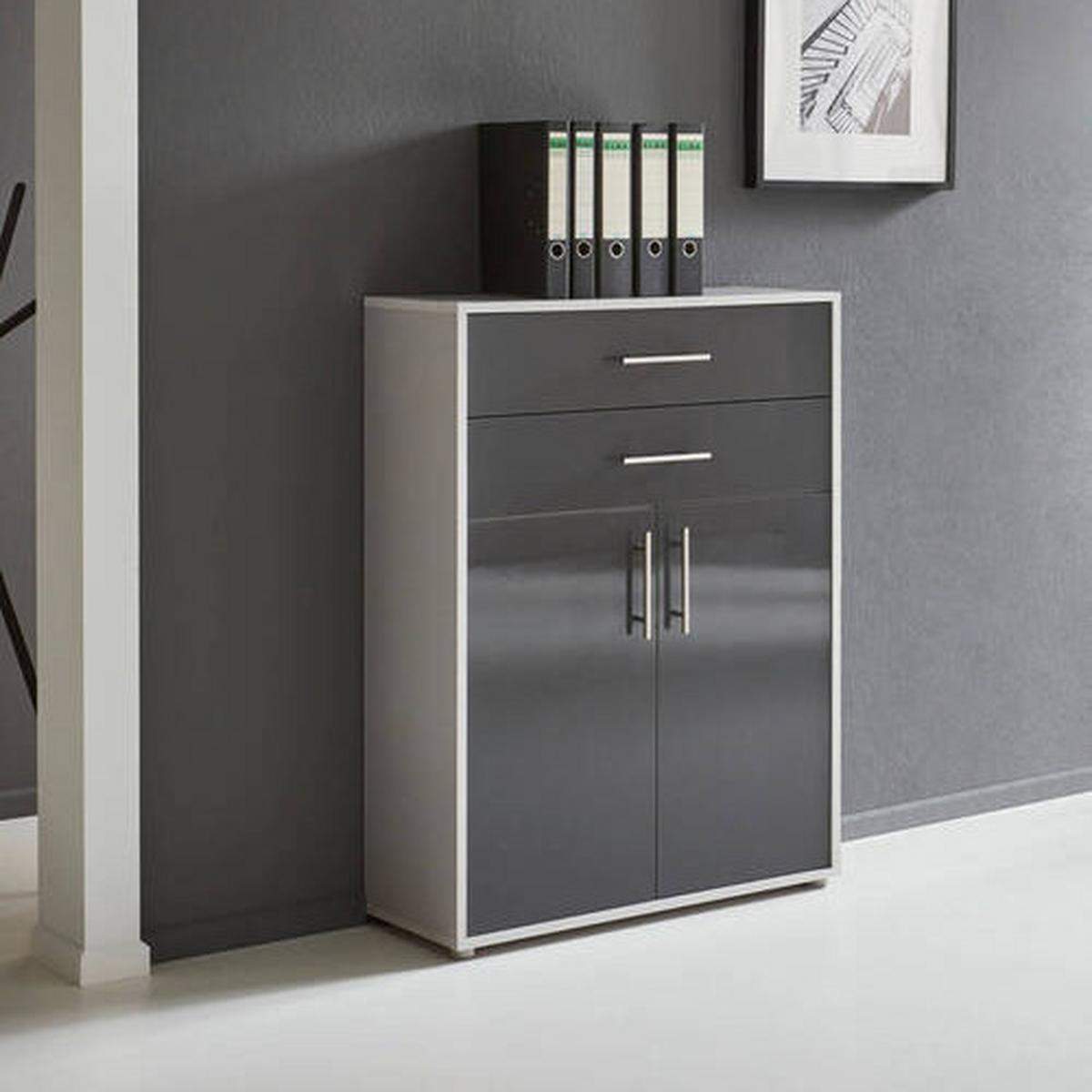 Aktenschrank Office Edition Grau - Anthrazit Hochglanz/Grau, MODERN, Holzwerkstoff (84,5/114/33cm) - MID.YOU