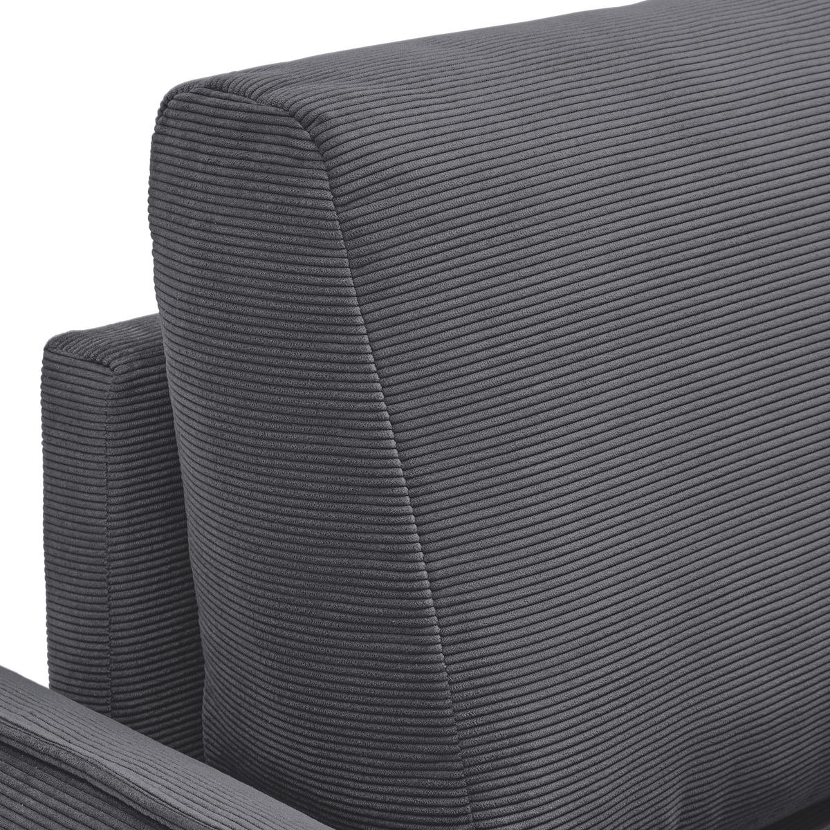 Trosjed Custom - tamno siva/prirodne boje, Moderno, tekstil/drvo (183/85/92cm) - Mömax