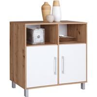 Komoda Box - bijela/boje hrasta, Moderno, drvni materijal/plastika (99/85/40cm) - Modern Living