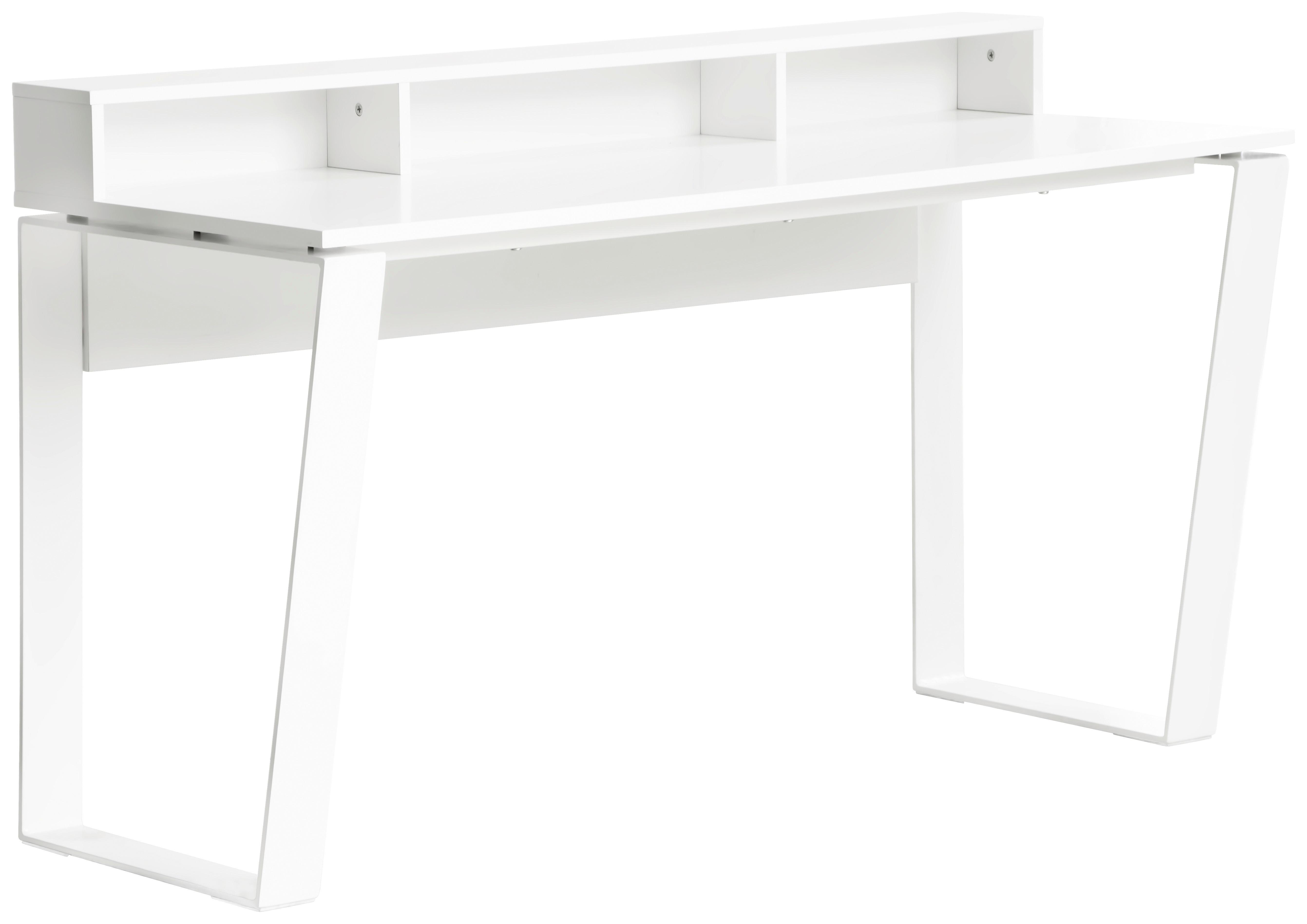 Gamingtisch Check in Weiß - Weiß, MODERN, Holzwerkstoff/Metall (140/85/60cm) - Mömax