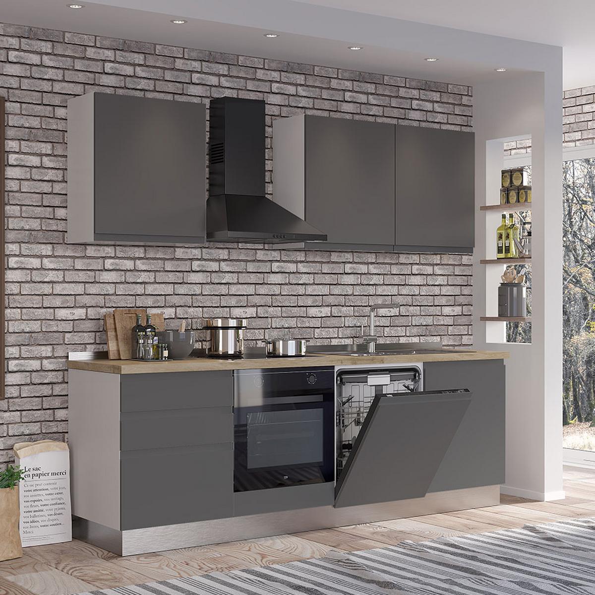 Blok Kuhinja S Aparatima Gilda Gola - bijela/boje hrasta, Moderno, drvni materijal/drvo (240/216/60cm) - Modern Living