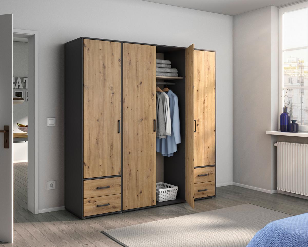 Ormar S Klasičnim Vratima Voyager - siva/hrast Artisan, Moderno, drvni materijal/plastika (187/194/53cm) - Modern Living