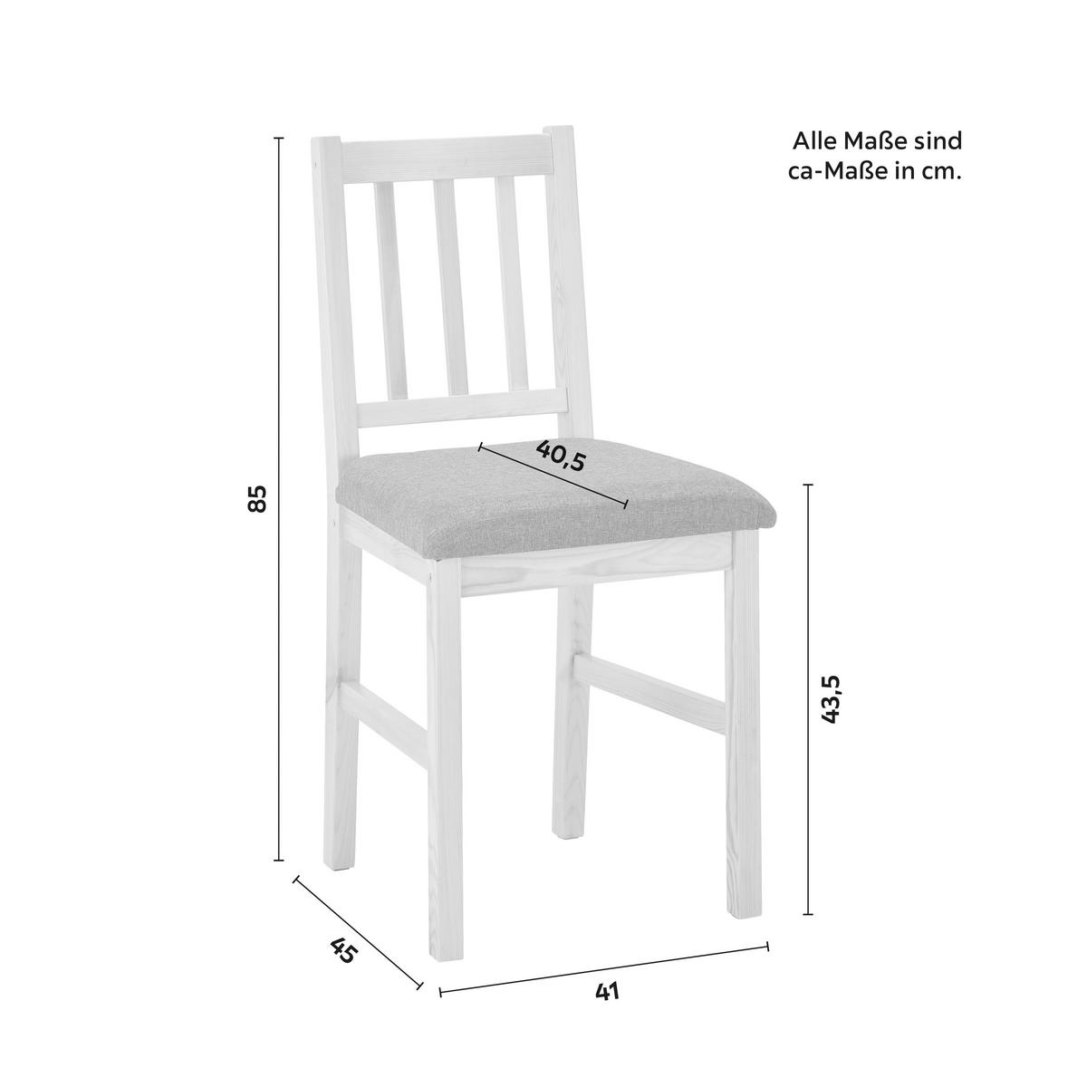 Holzstuhl-Set Massivholz, "Nicolas", grau, aus Kiefer - Grau/Kieferfarben, MODERN, Holz/Textil (41/85/45cm) - Bessagi Home
