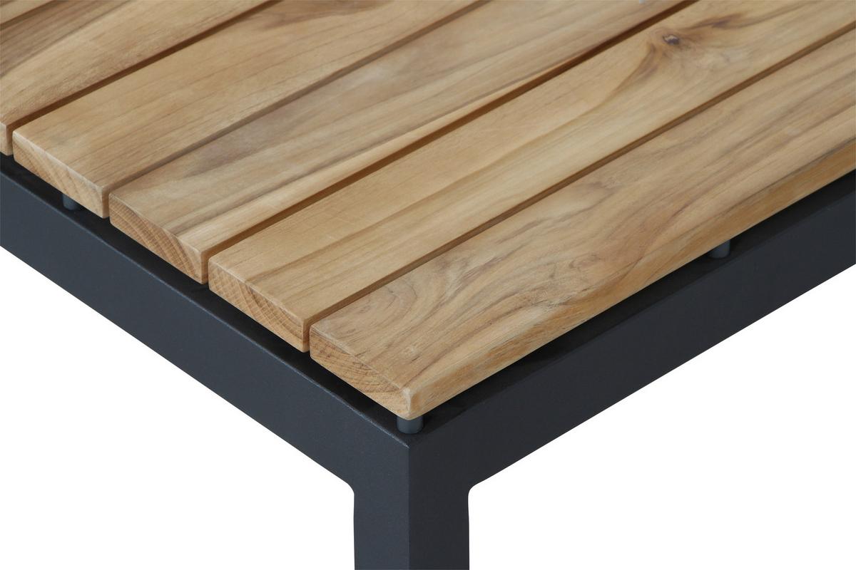 Loungetisch Alvida Teakholz /Schwarz B: ca. 73,5 cm - Anthrazit/Teakfarben, MODERN, Holz/Metall (73,5/73,5/31,5cm) - Siena Garden