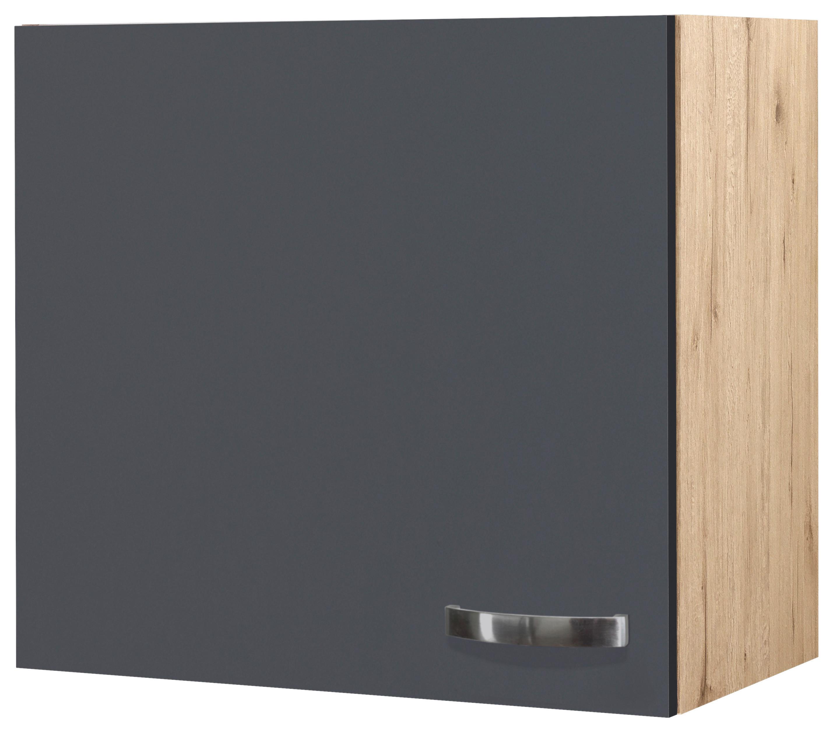 Kuhinjska Zgornja Omarica Shadow, Siva, Barva Hrasta - barve nerjavečega jekla/temno siva, Moderno, kovina/leseni material (60/54/32cm)