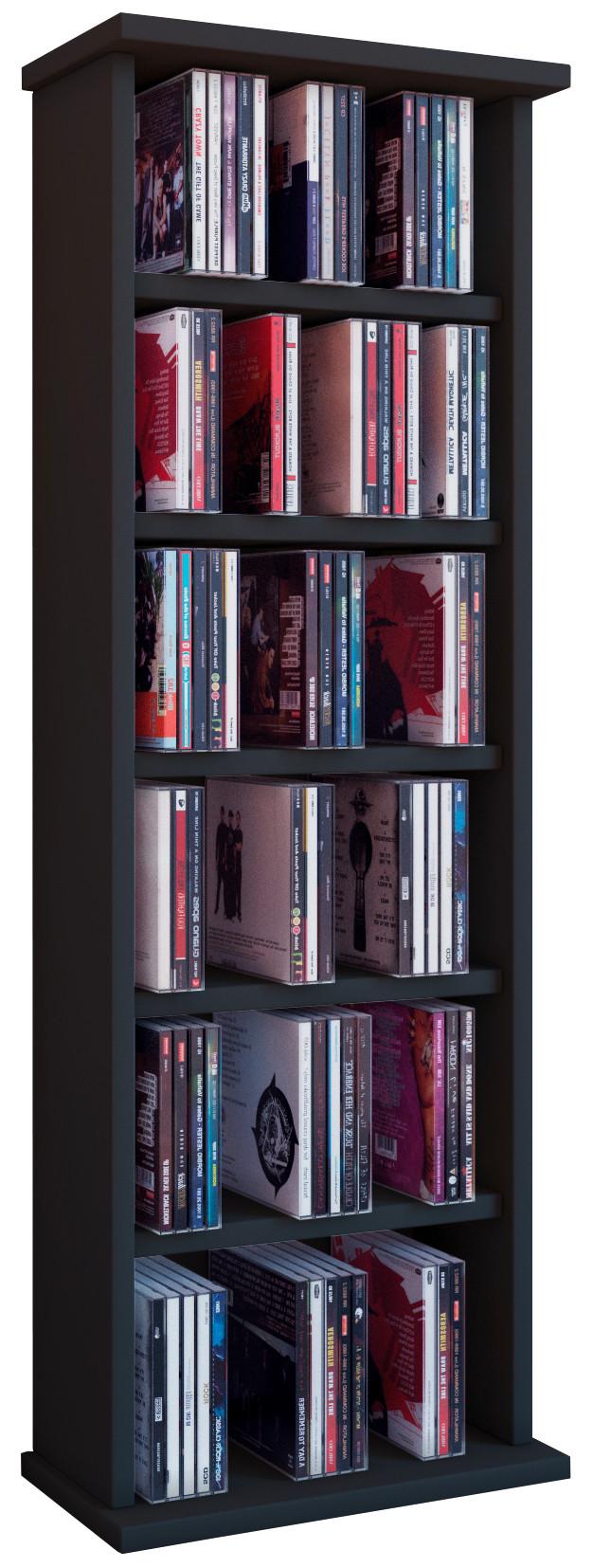 CD-Regal Vostan in Schwarz, B: 31 cm - Schwarz, KONVENTIONELL, Holzwerkstoff (31/92/18cm) - MID.YOU