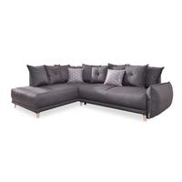 Eckschlafsofa in Dunkelgrau ´LAZY LUKKA DUNKELGRAU´ - Dunkelgrau/Hellgrau, Basics, Holz/Textil (190/235cm) - MID.YOU