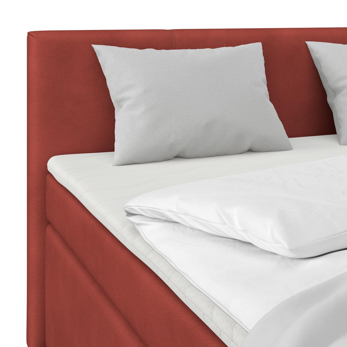 Boxspring Krevet Mira 1 - tamno crvena, Basics, metal/tekstil (180/200cm)
