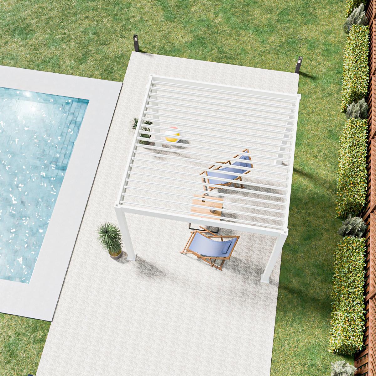 Pergola Trumpf, Bela Visok Sijaj, 3x3m - bela/visoki sijaj, Basics, kovina (300/255/300cm) - Gardenson