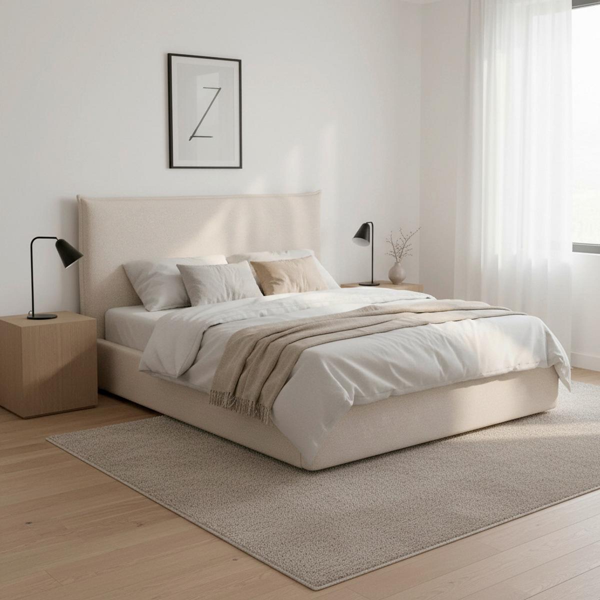 Polsterbett Alba Beige ca. 180x200 cm - Beige/Schwarz, MODERN, Holz/Kunststoff (180/200cm) - Bessagi Home