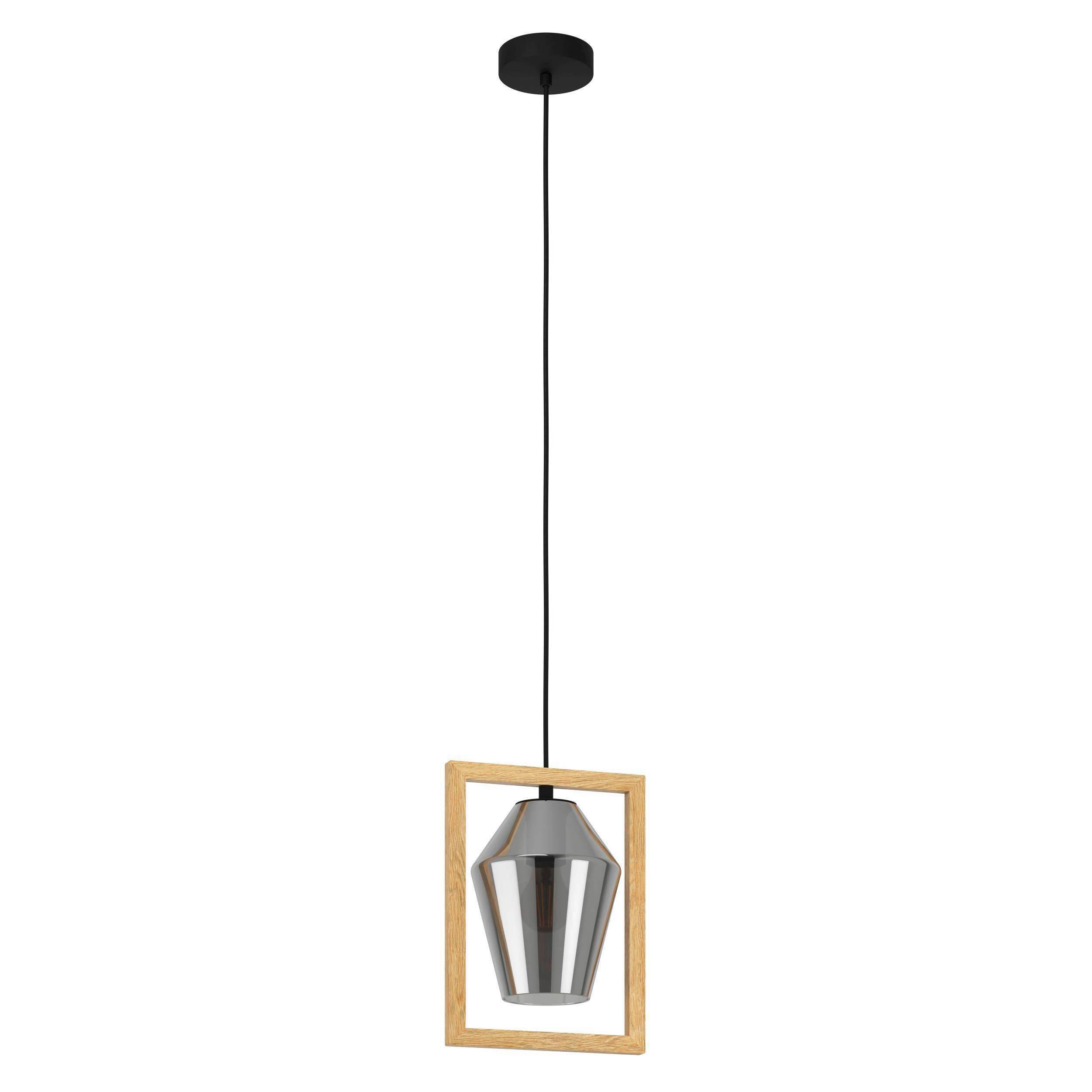 Hängeleuchte 99701* Viglioni - Schwarz/Braun, Natur, Glas/Holz (23/16.5/110cm) - Eglo