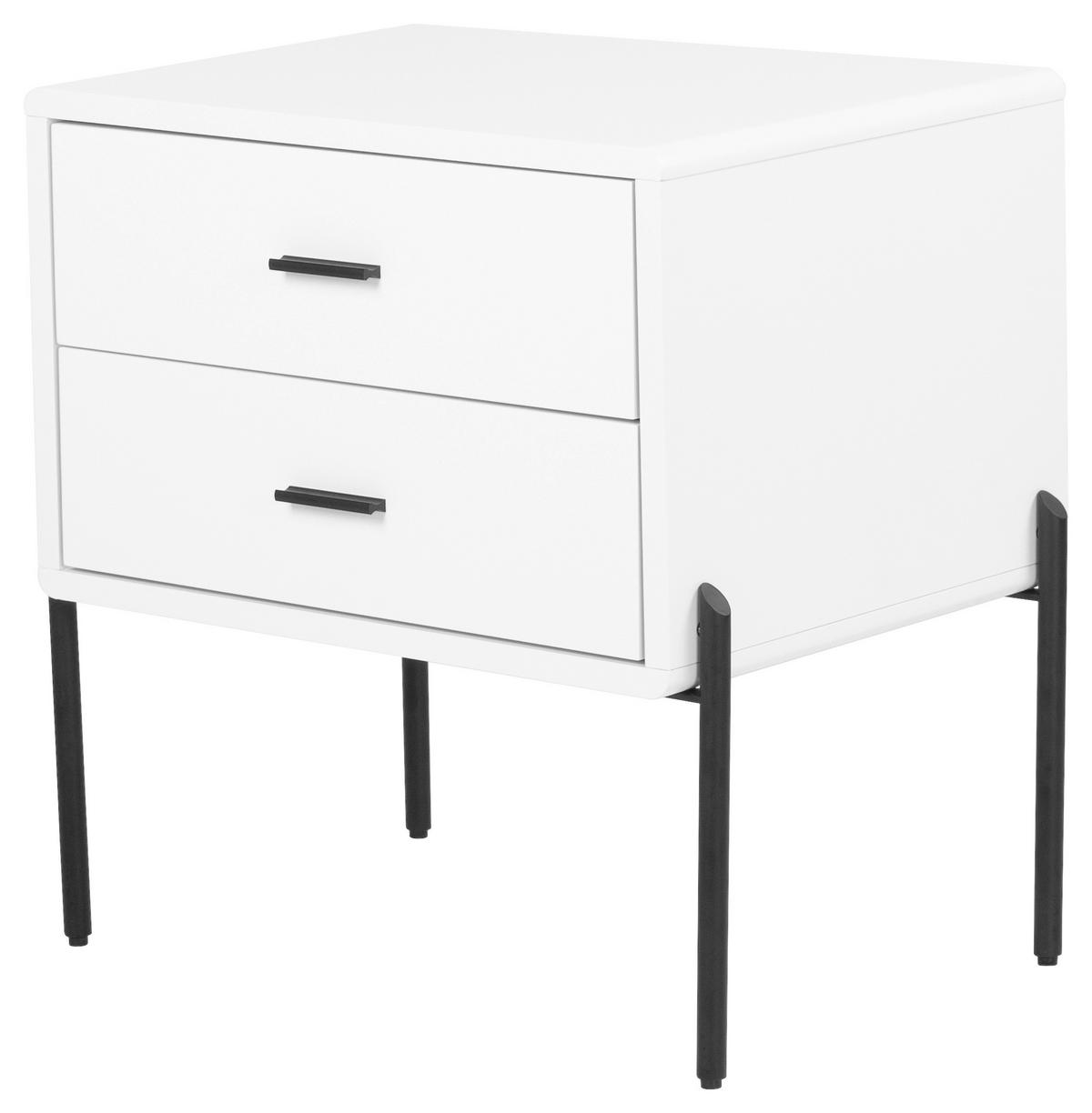 Nachttisch Pelotas Weiß/Schwarz - Schwarz/Weiß, MODERN, Holzwerkstoff/Metall (50/60/40cm) - Premium Living