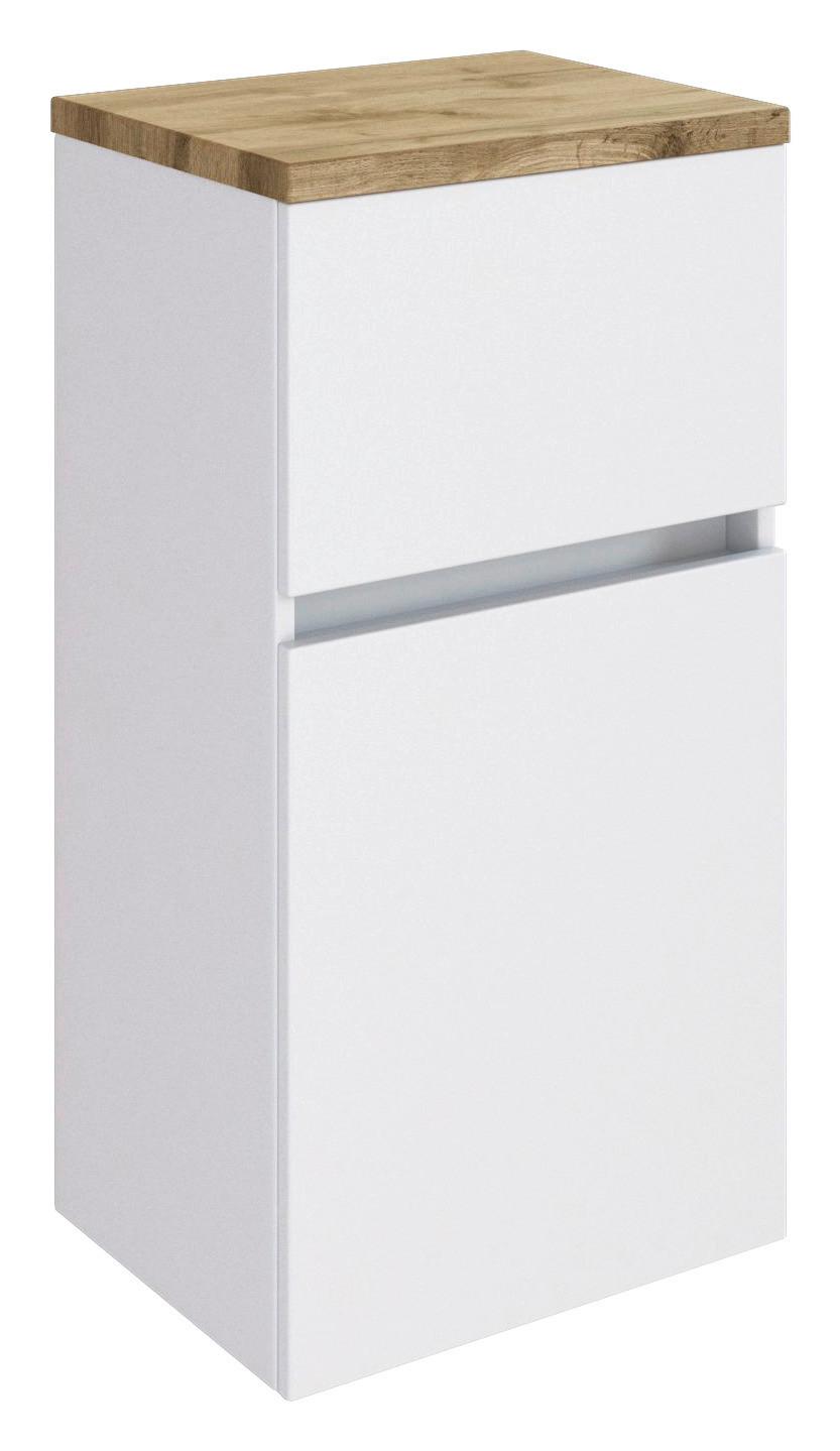 Unterschrank in Weiss 'Pienza' - Eichefarben/Silberfarben, Basics, Holzwerkstoff/Kunststoff (40/79/35cm) - Held