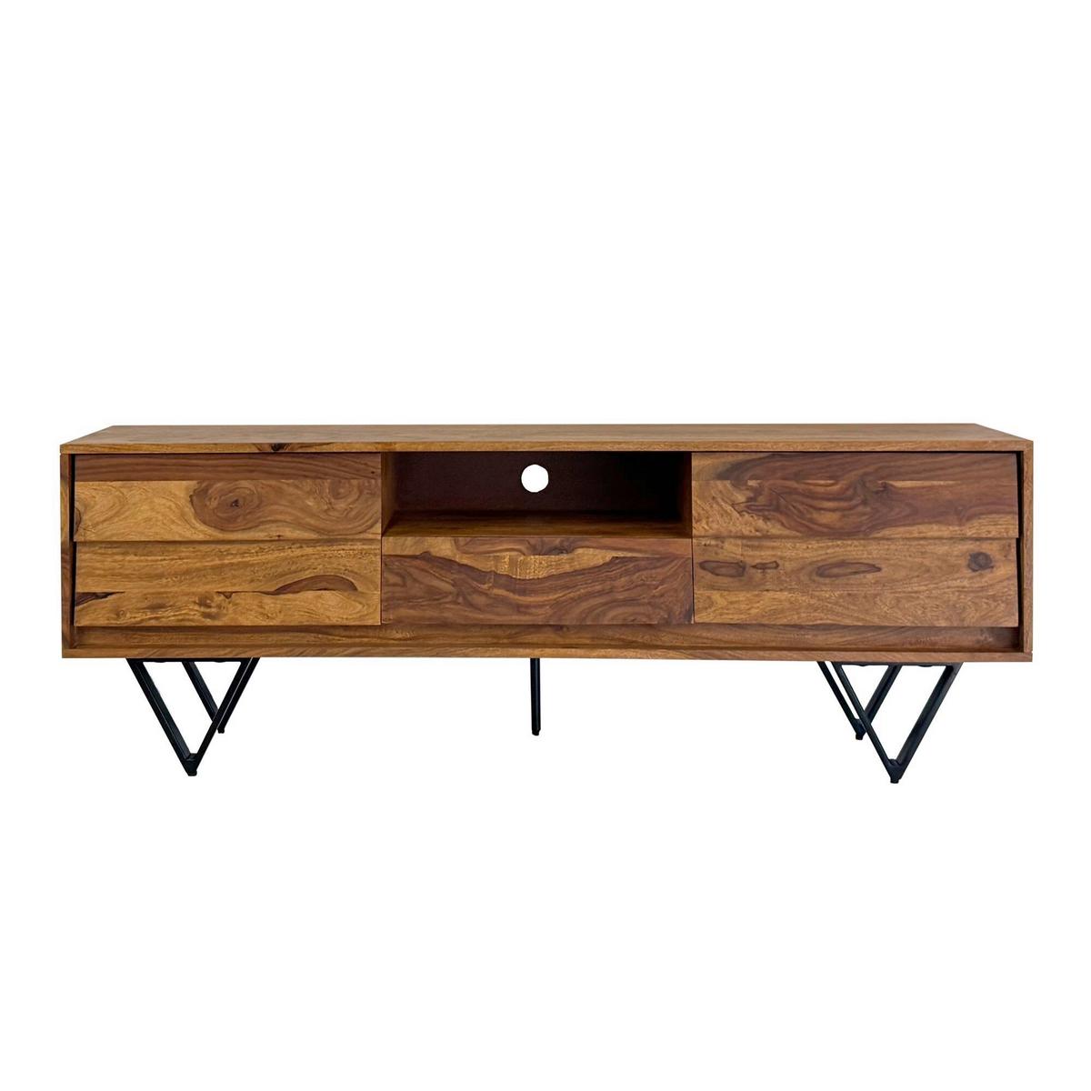 Nizka Omarica Sheesham, Pravi Les - črna/barve indijskega rožnega lesa, Natur, kovina/les (160/56/35cm) - Livetastic