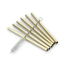 Set Slamic S Krtačko Straw, 6-Delni - zlate barve, Basics, kovina (12cm) - Echtwerk