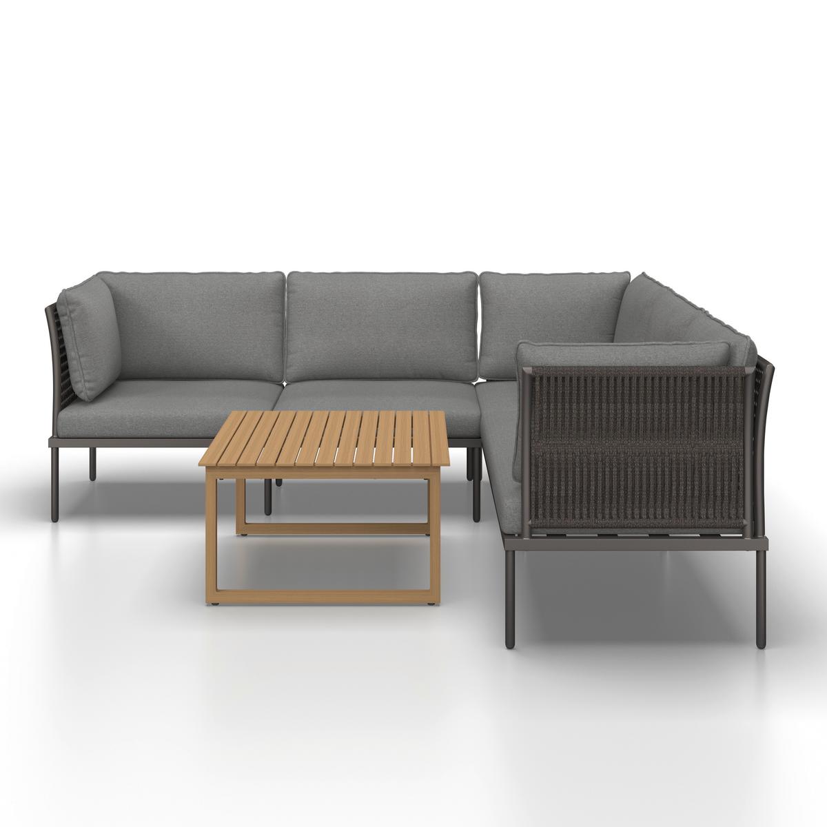 Gartenlounge Elora Hellgrau Textil/Metall - Anthrazit/Hellgrau, Modern, Textil/Metall (223/75/74cm) - Bessagi Garden