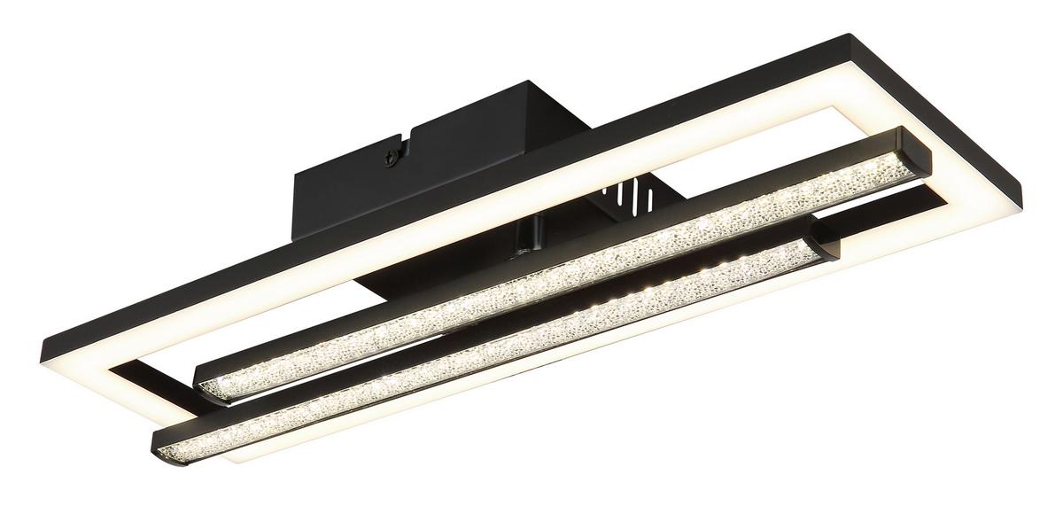 Led Stropna Svjetiljka Opal , Crna Boja - prozirno/crna, Design, plastika (40/37,5/6,3cm) - Globo