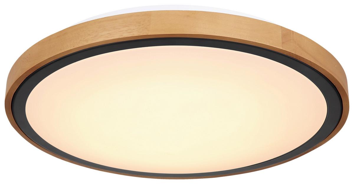 LED-Deckenleuchte max. 24 Watt - Opal/Schwarz, MODERN, Holz/Kunststoff (43,7/11cm)