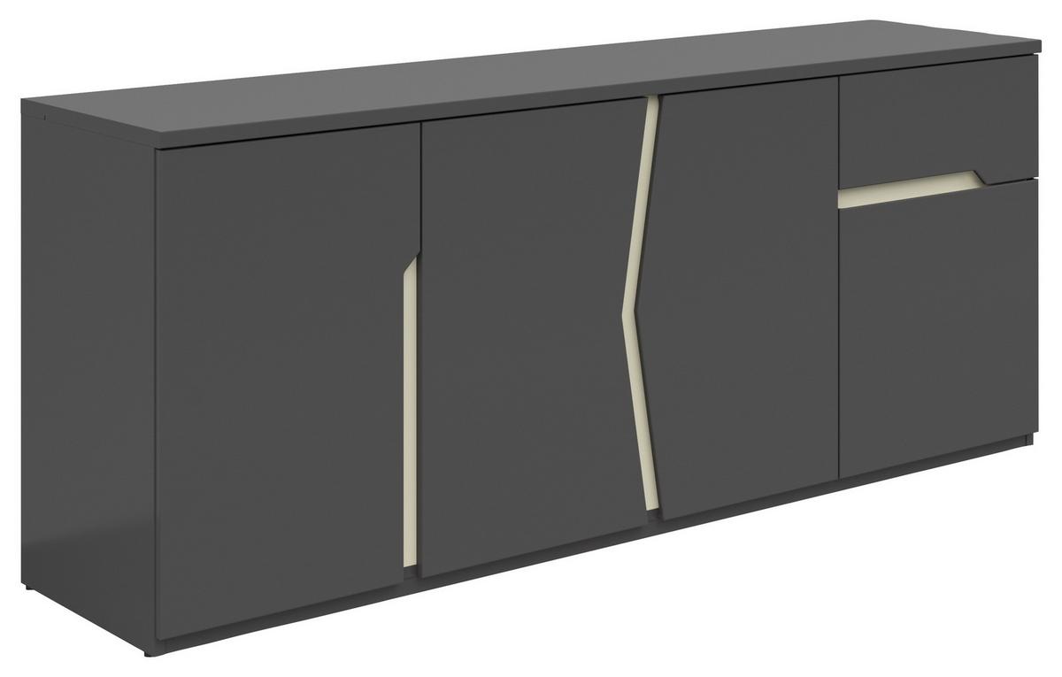 lowboard in Grau/Graphitfarben - couleur graphite/gris, Modern, matière synthétique/matériau de bois (164/69/42cm) - Premium Living