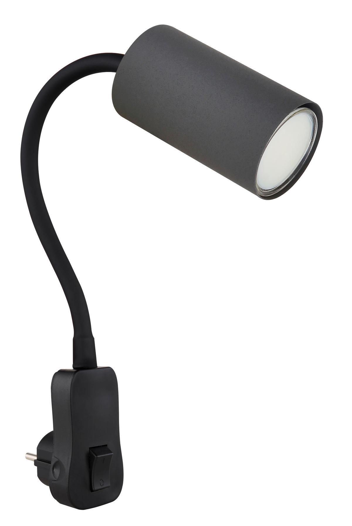 Wandleuchte Robby in Schwarz/Graphit max. 25W - Graphitfarben/Schwarz, Basics, Kunststoff/Metall (5,5/32/43cm) - Globo