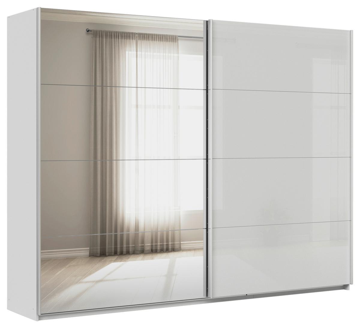 DULAP USI CULISANTE FELDKIRCH - argintiu/gri lucios intens, Modern, sticlă/material pe bază de lemn (271/210/62cm)