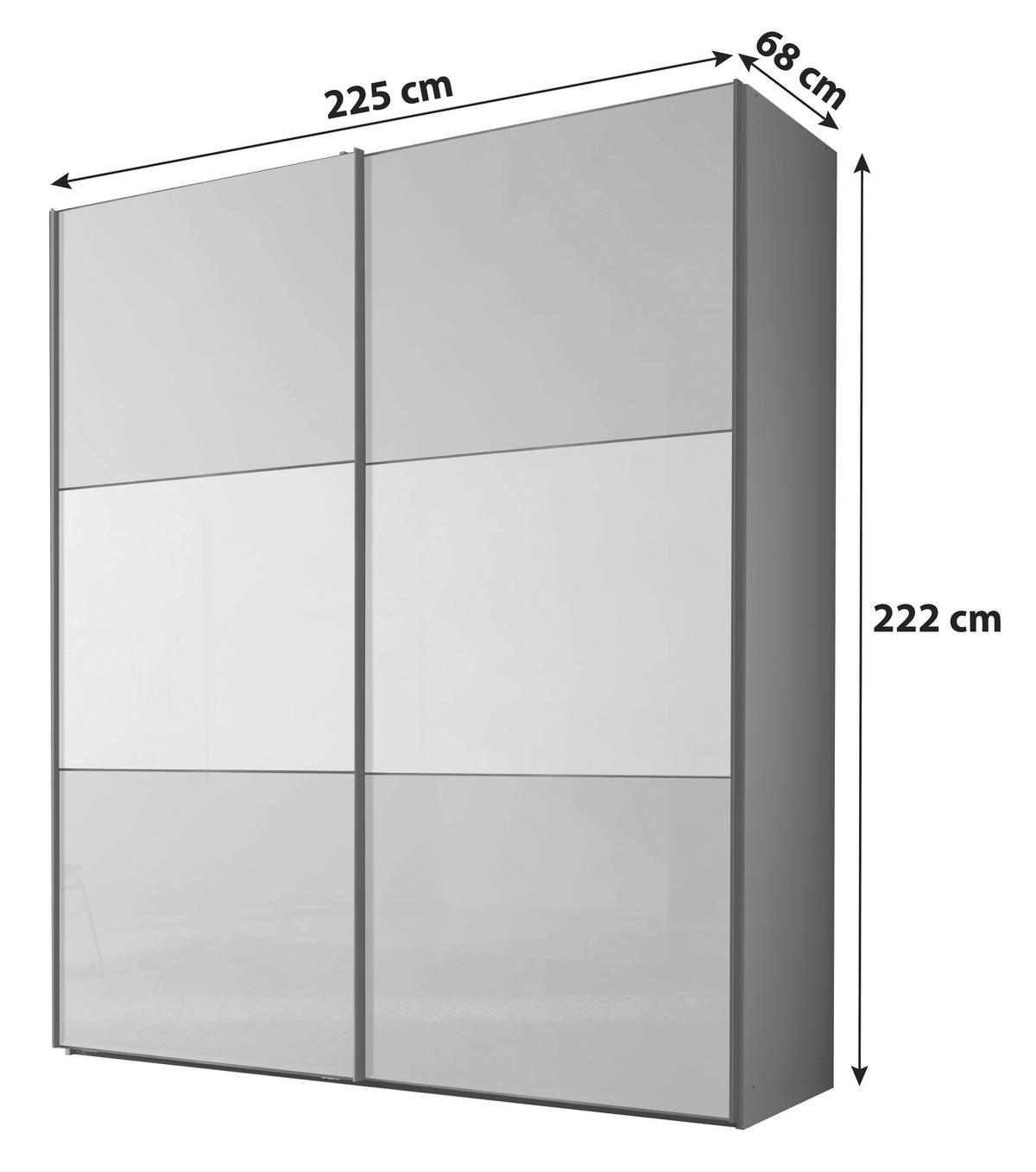 Ormar Sa Staklenim Kliznim Vratima Includo - bijela/tamno siva, Moderno, staklo/drvni materijal (225/222/68cm) - Premium Living