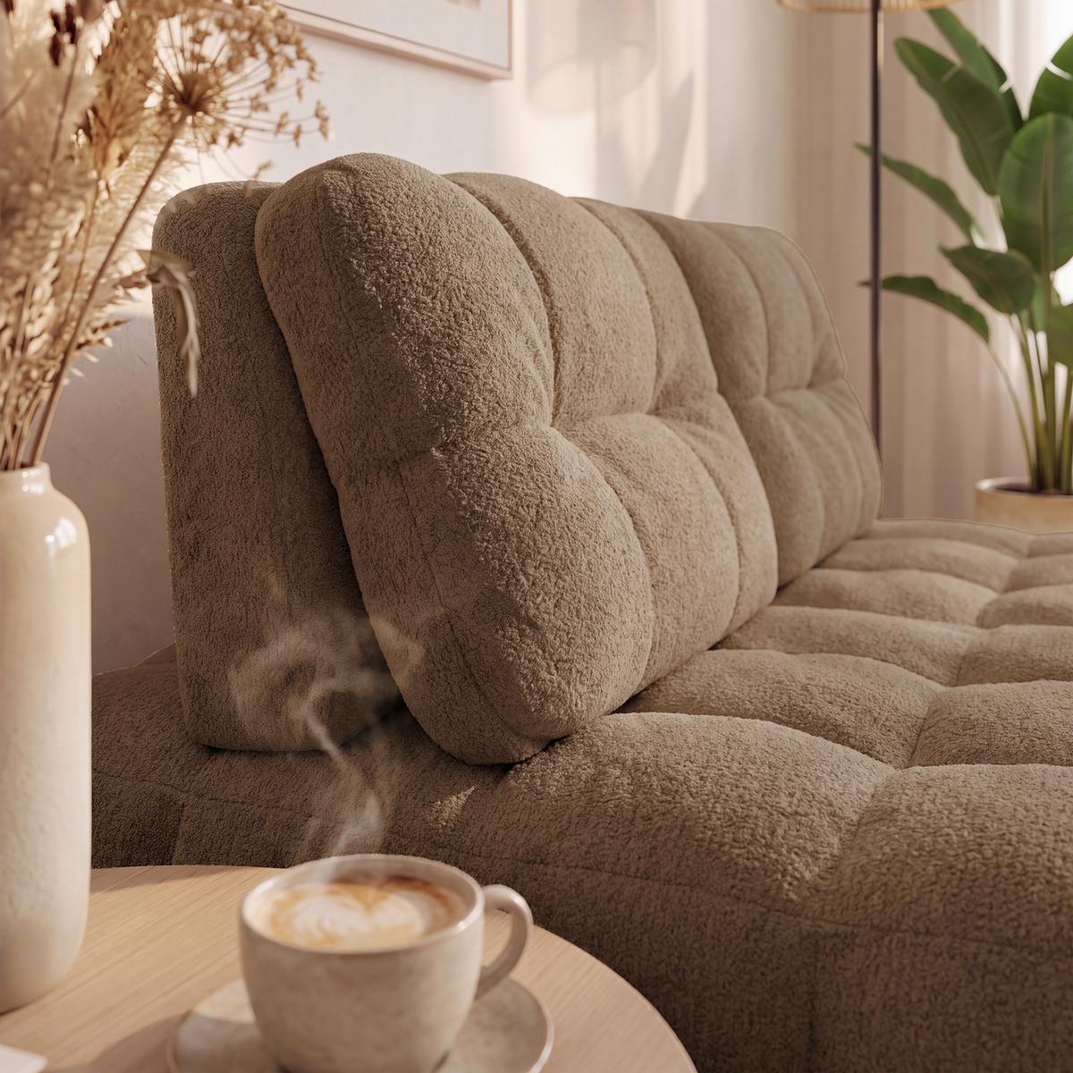 Schlafsofa Liara Webstoff Mokka - Schwarz/Mokka, MODERN, Holz/Textil (137/87/110cm) - Bessagi Home