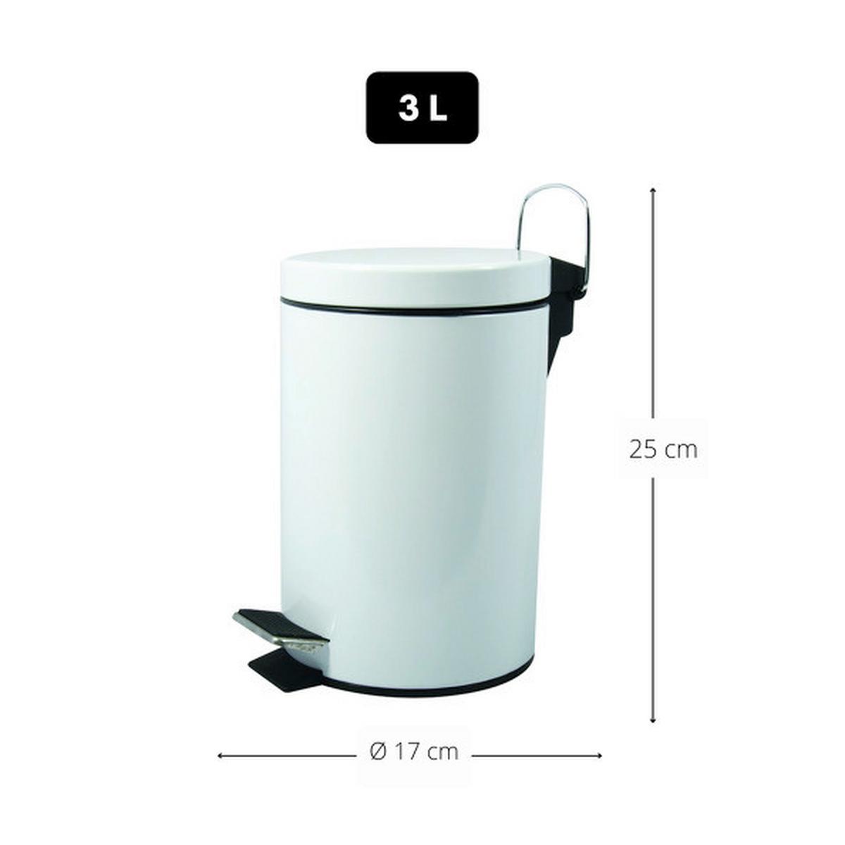 Treteimer 100022 - Weiss/Schwarz, Basics, Kunststoff/Metall (17/25cm)