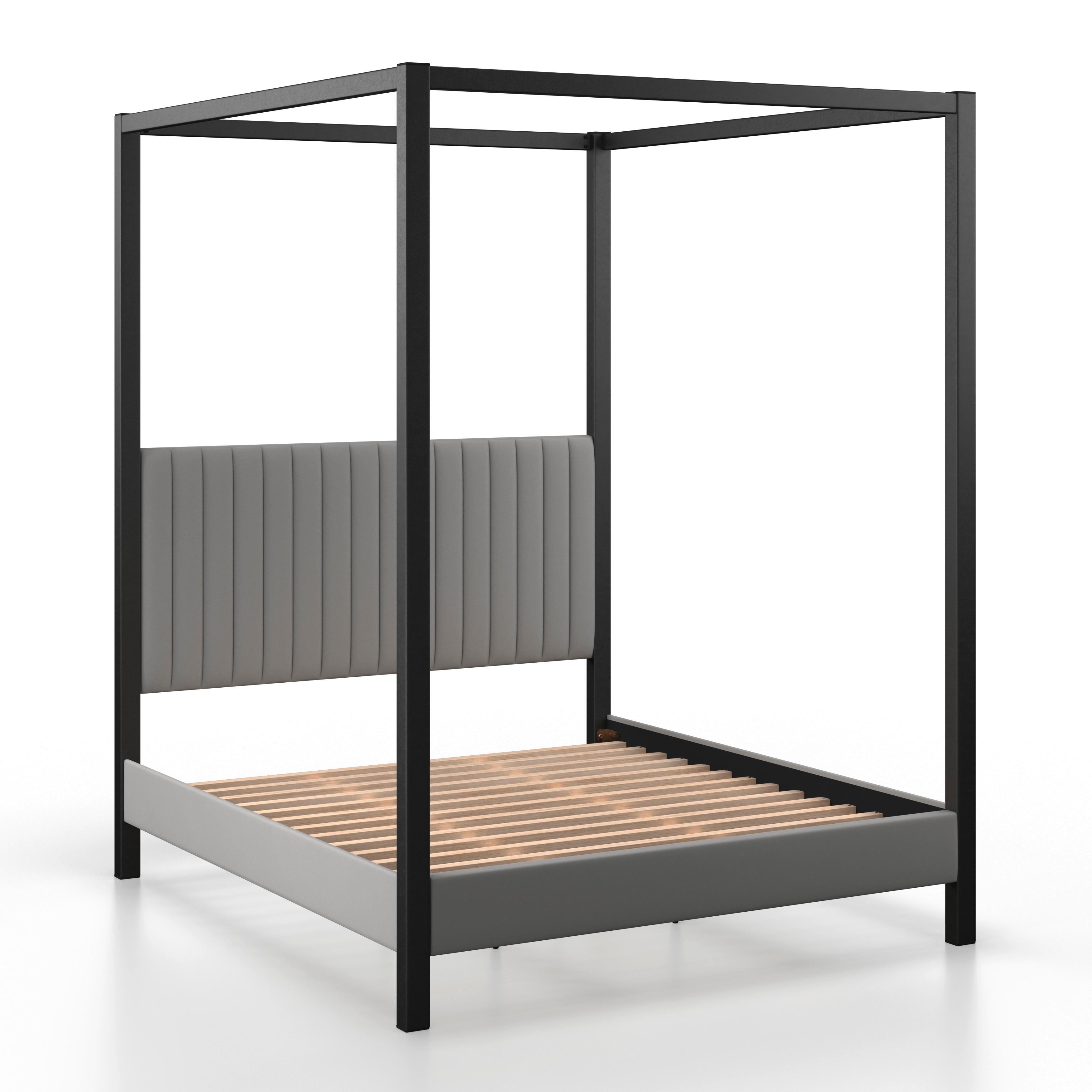 Himmelbett Mona ca. 180x200 cm Grau - Hellbraun/Schwarz, MODERN, Holz/Textil (180/200cm) - Bessagi Home