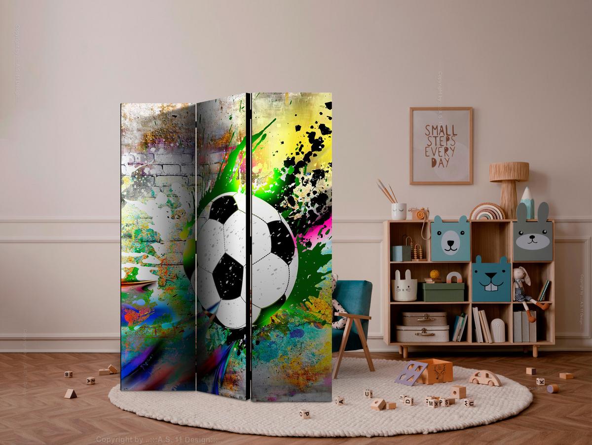 Paravan Urban Gameplay, 3-Delni, Dvostranski - večbarvno, Basics, tekstil/les (135/172/3cm) - artgeist