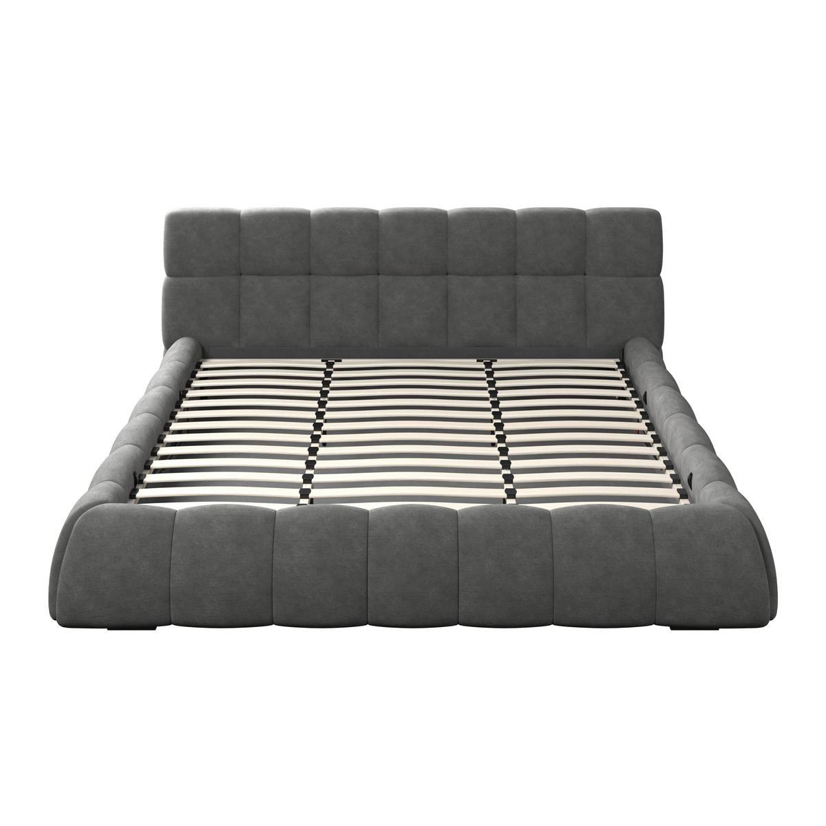 Polsterbett Marija ca. 180x200 cm Dunkelgrau - Edelstahlfarben/Dunkelgrau, MODERN, Holz/Textil (180/200cm) - Bessagi Home