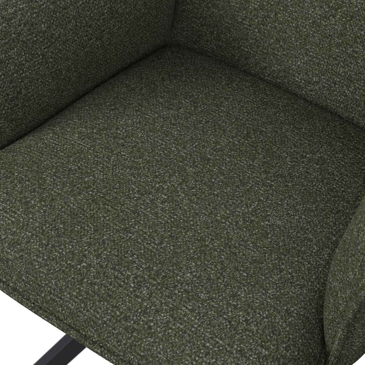 Armlehnstuhl Tess Grün Chenille Drehbar Gepolstert - Schwarz/Grün, MODERN, Holz/Textil (64/90/63cm) - Bessagi Home