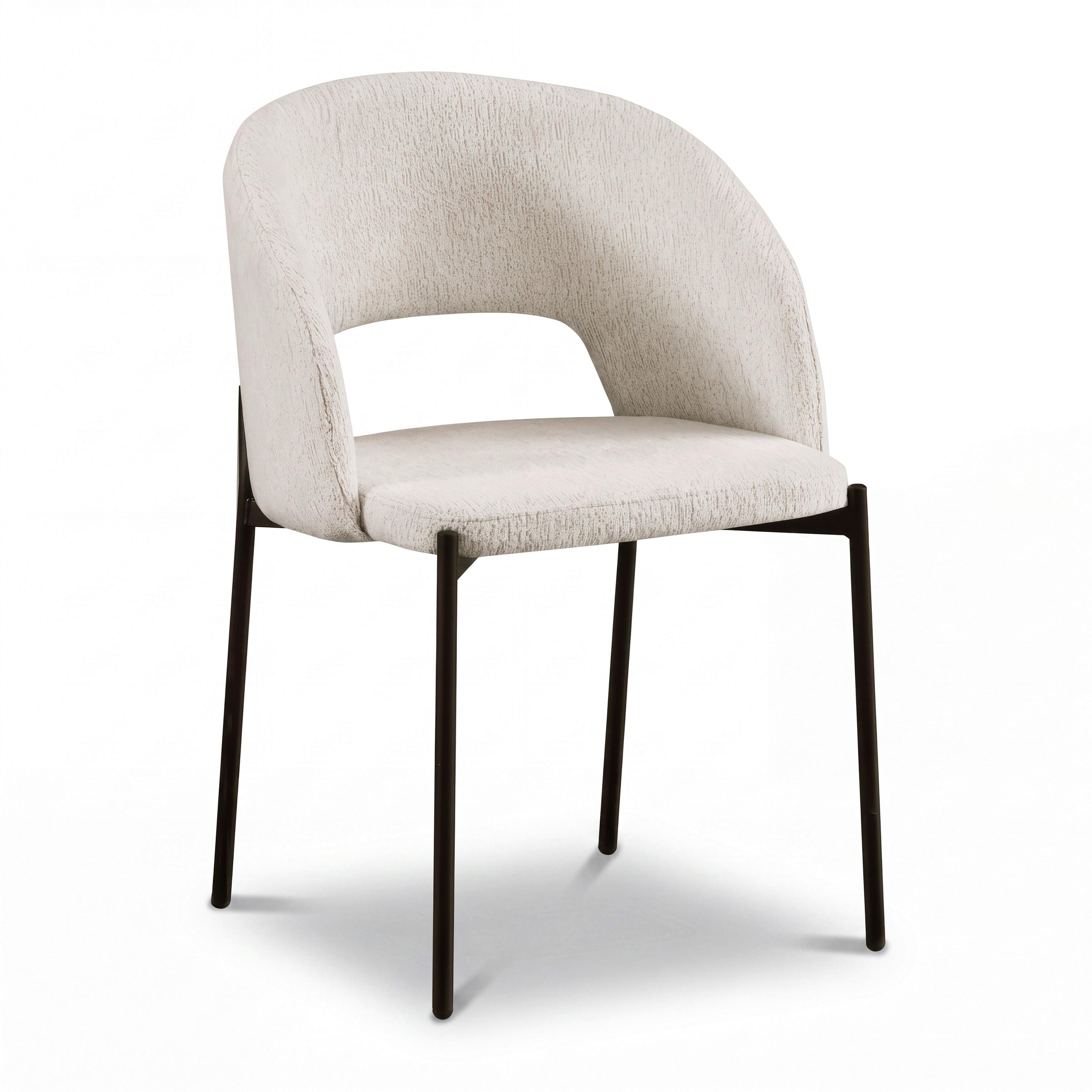 Stuhl Nadiya Creme Leinenoptik Gepolstert - Creme/Schwarz, MODERN, Holz/Textil (52/78/56cm) - Bessagi Home