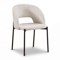Stuhl Nadiya Creme Leinenoptik Gepolstert - Creme/Schwarz, MODERN, Holz/Textil (52/78/56cm) - Bessagi Home