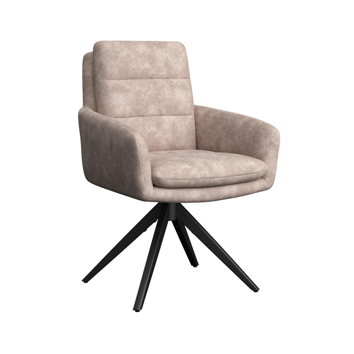 Armlehnstuhl Laurin Taupe Webstoff Drehbar Gepolstert - Taupe/Schwarz, MODERN, Holz/Textil (59/93/63cm) - Bessagi Home