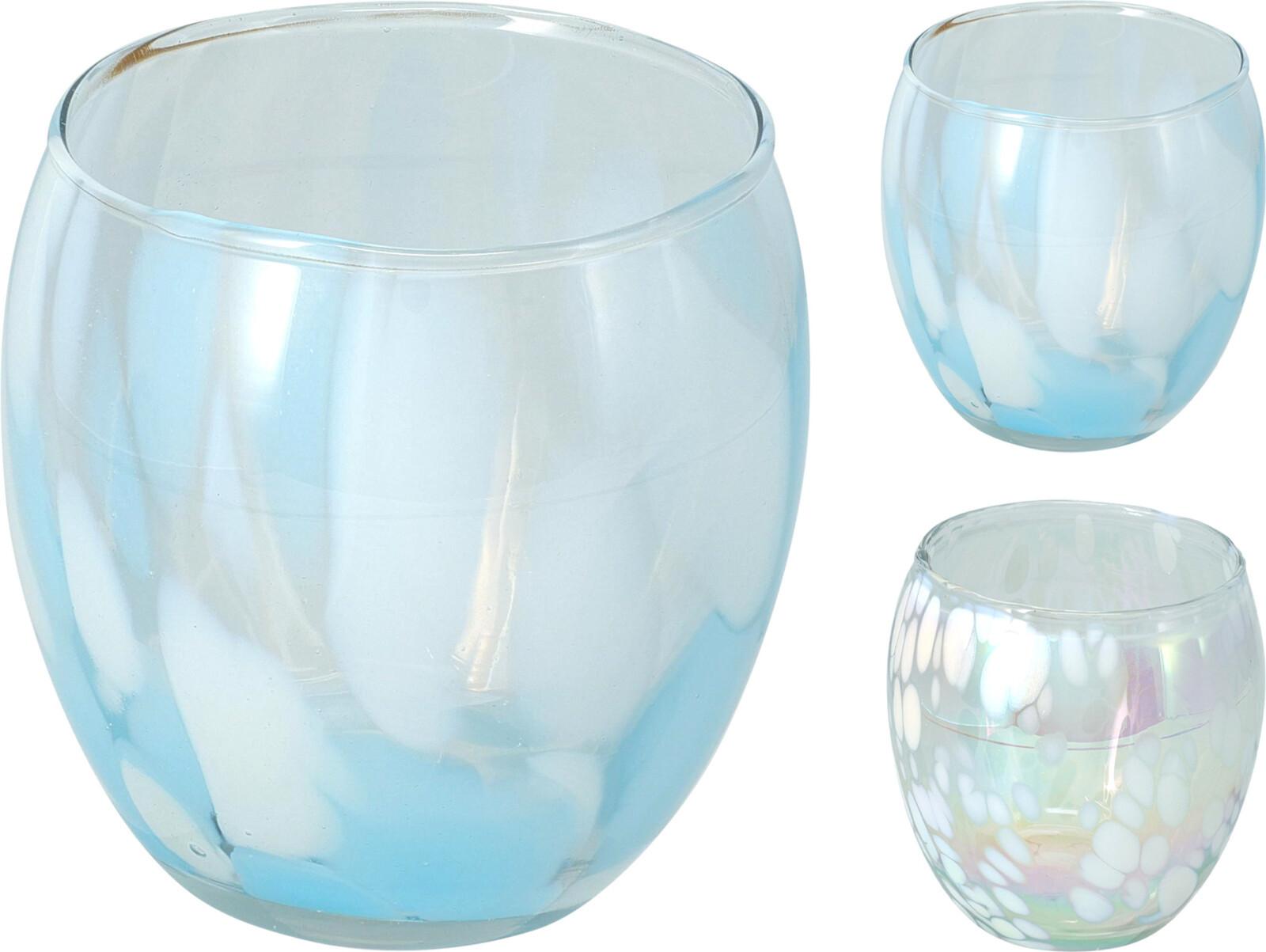 Üveg Teamécsestartó Votive - kék/fehér, Trend, üveg (11/11cm)