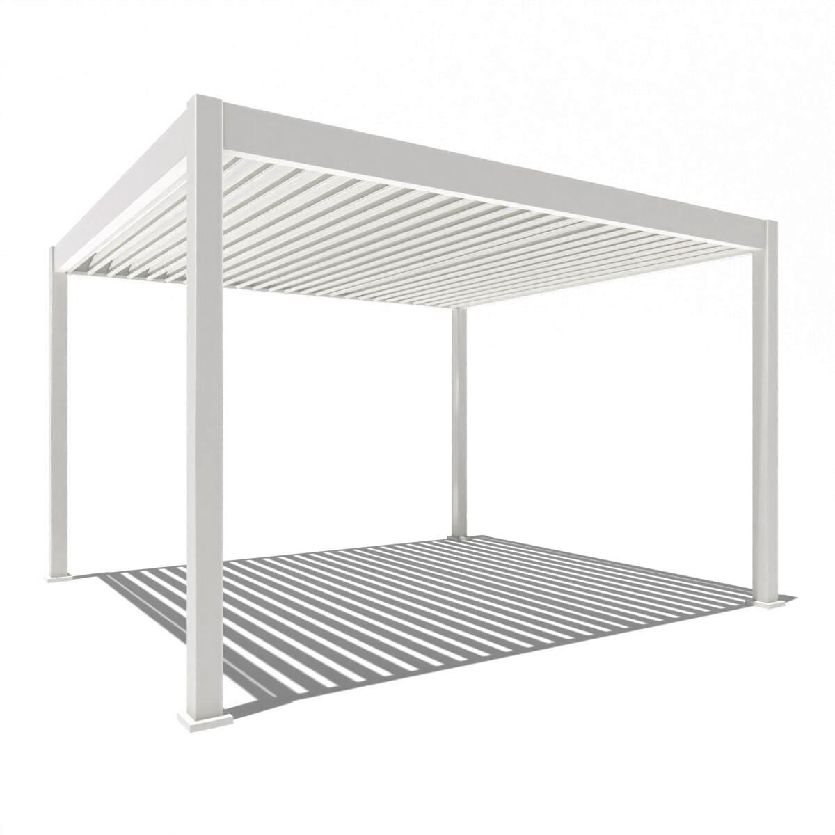 Pergola Deluxe ca. 360x400 cm Weiß Netzbetrieb inkl. LED - Weiß, Basics, Metall (360/255/400cm) - Gardenson