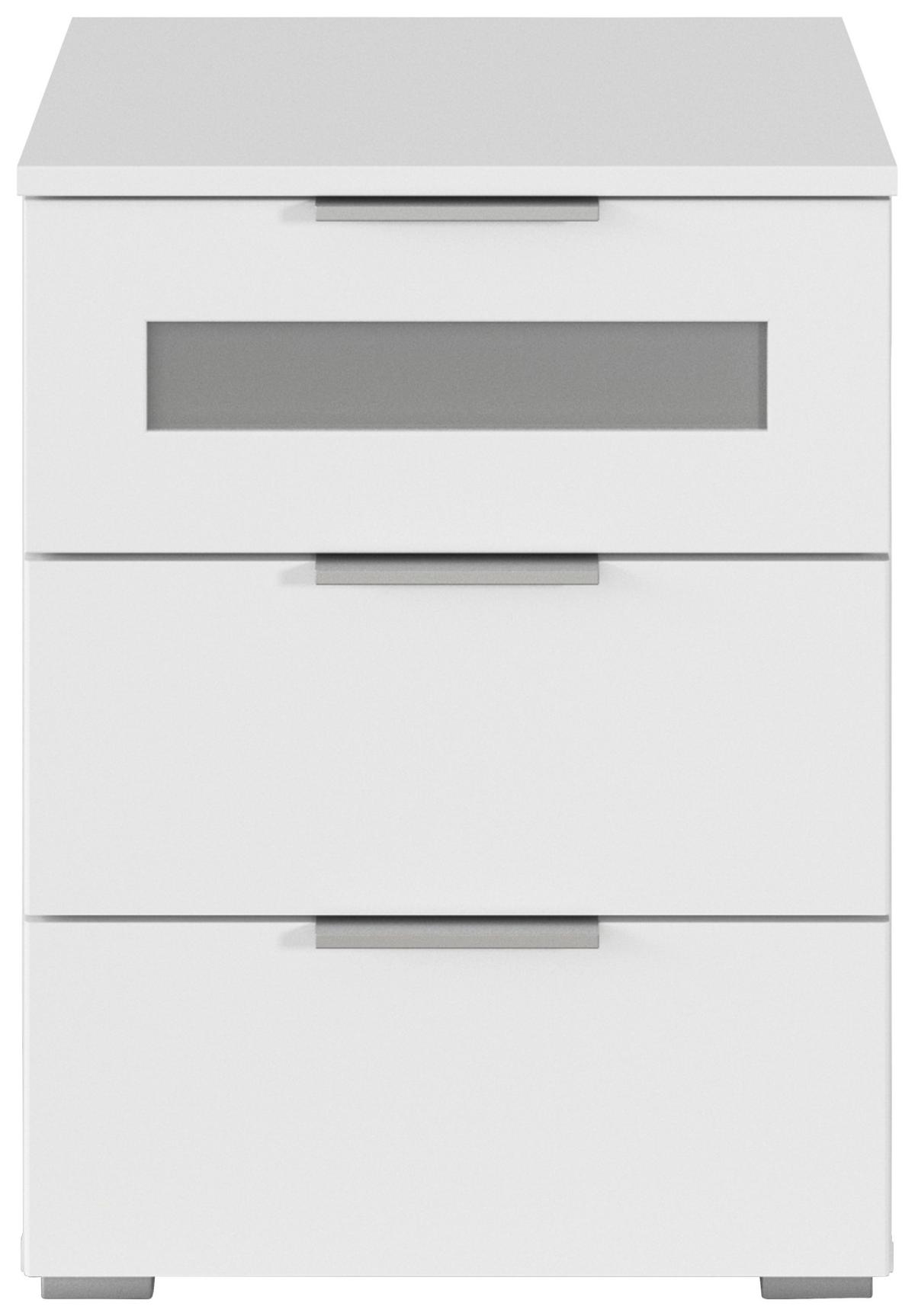 Nachtkästchen Mars 3L-GR Klar/Weiß - Klar/Alufarben, KONVENTIONELL, Glas/Holzwerkstoff (47/62/42cm) - Mömax